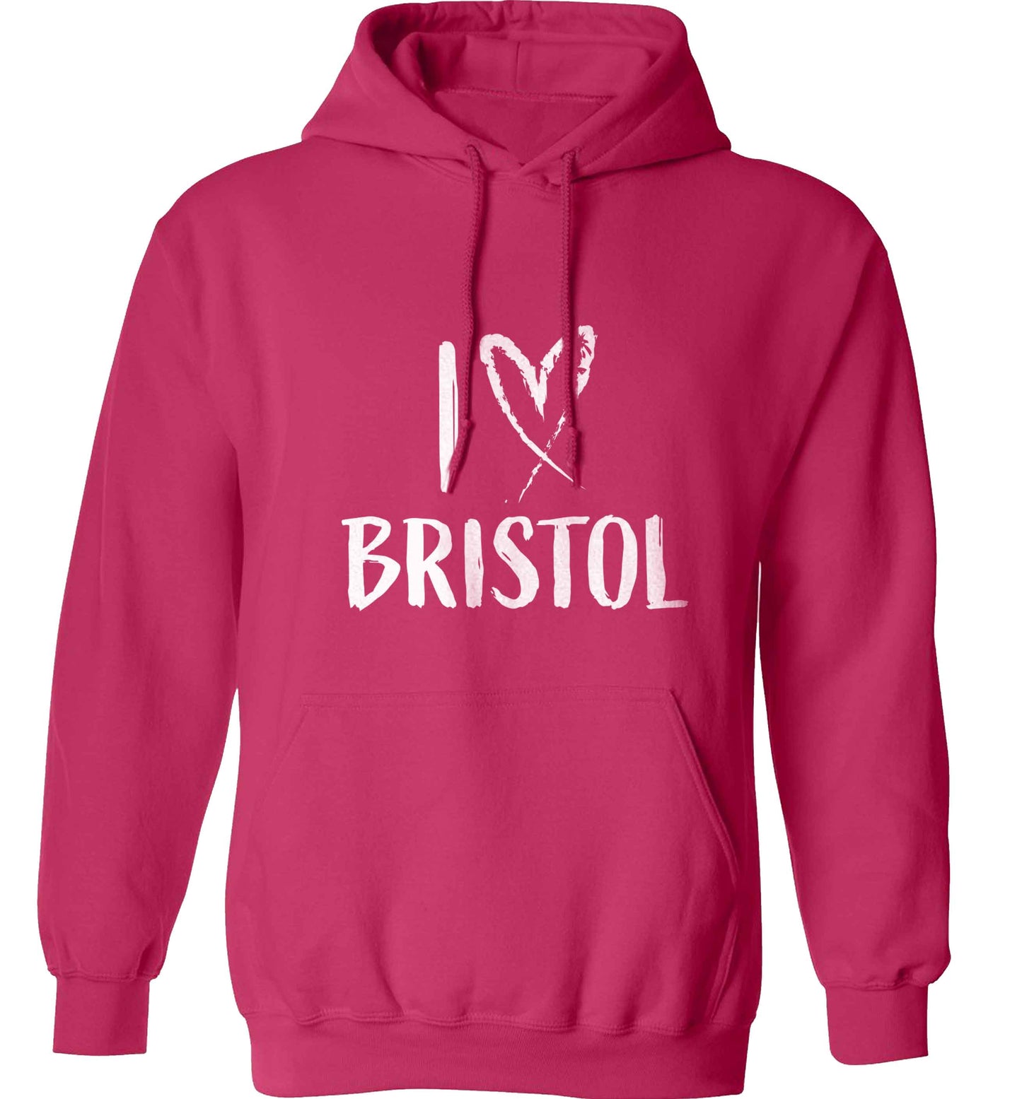I love Bristol adults unisex pink hoodie 2XL
