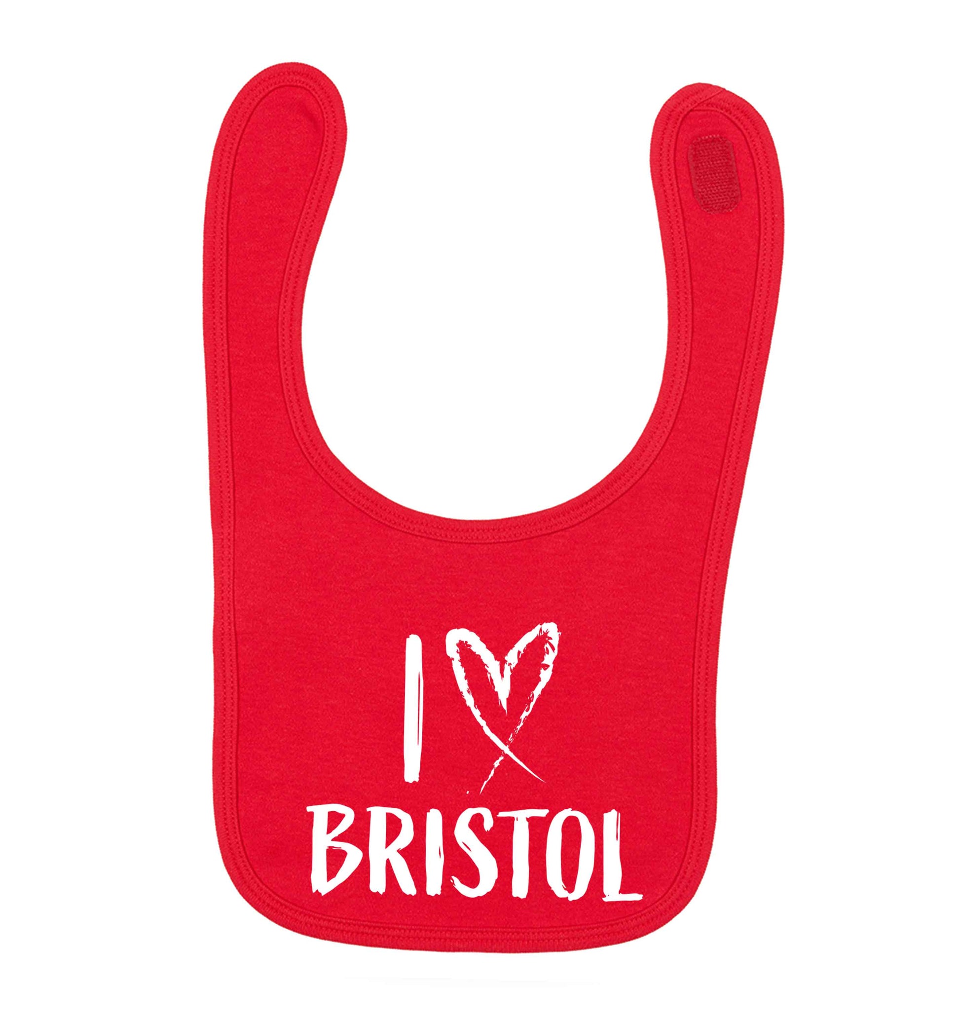I love Bristol red baby bib