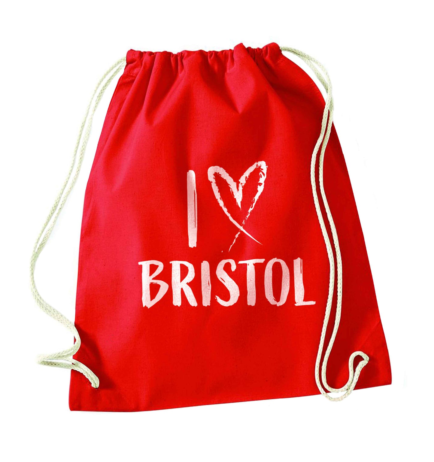 I love Bristol red drawstring bag 
