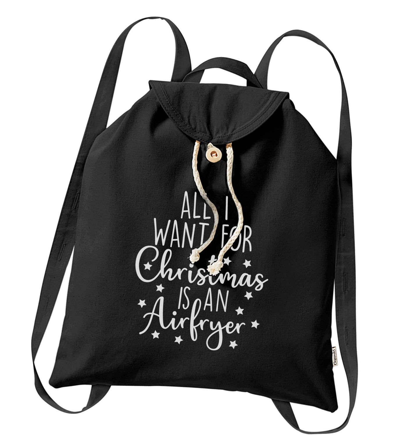 All I want for Christmas is an airfryerorganic cotton backpack tote with wooden buttons in black