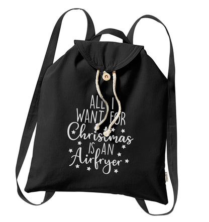 All I want for Christmas is an airfryerorganic cotton backpack tote with wooden buttons in black