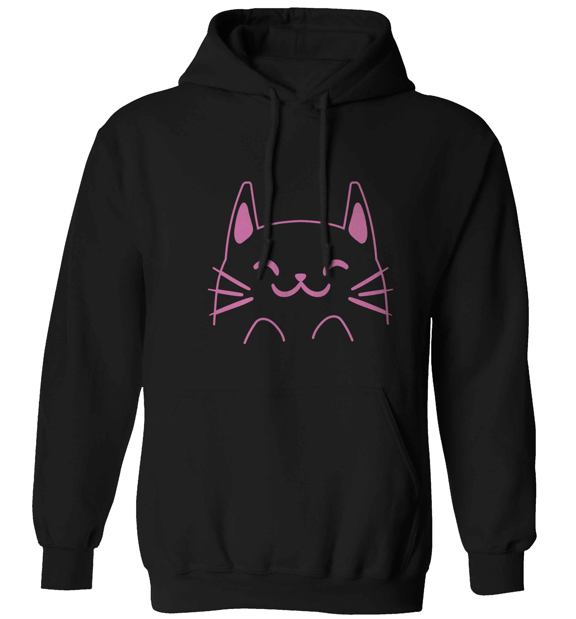 Cat illustration adults unisex black hoodie 2XL