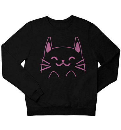 Cat illustration children's black sweater 12-13 Years