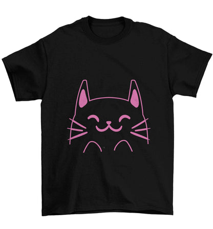 Cat illustration Children's black Tshirt 12-13 Years