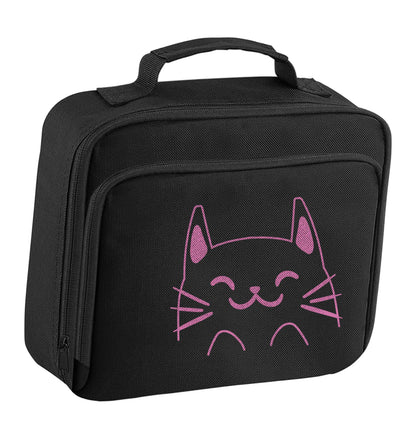 Cat illustration insulated black lunch bag cooler