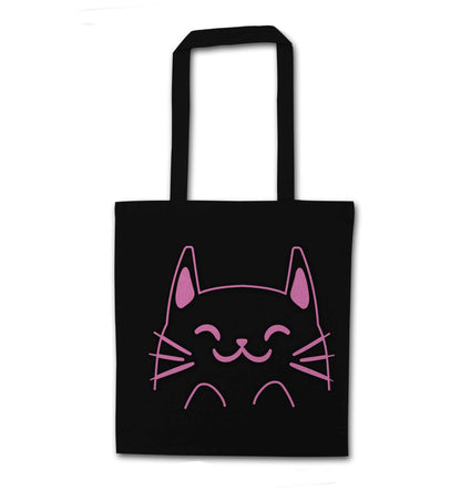 Cat illustration black tote bag