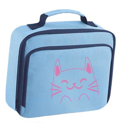 Cat illustration insulated blue lunch bag cooler