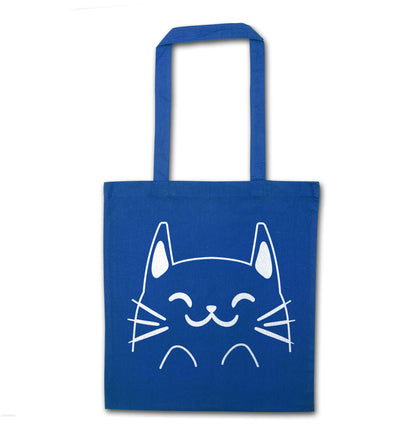 Cat illustration blue tote bag
