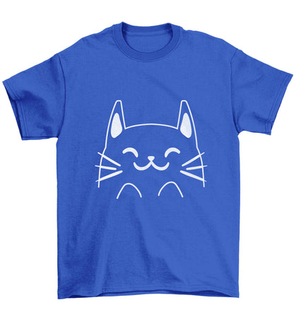 Cat illustration Children's blue Tshirt 12-13 Years