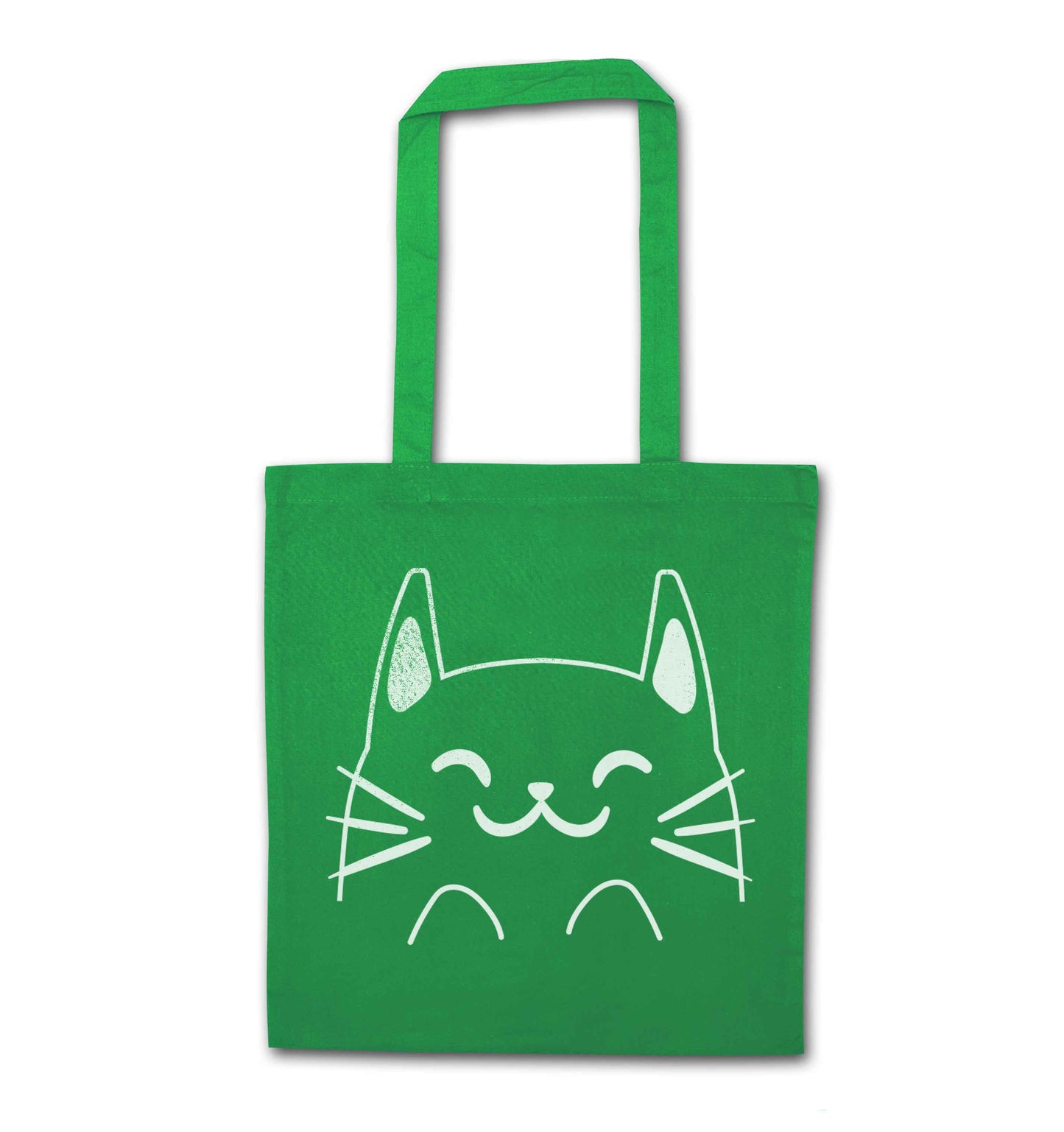 Cat illustration green tote bag