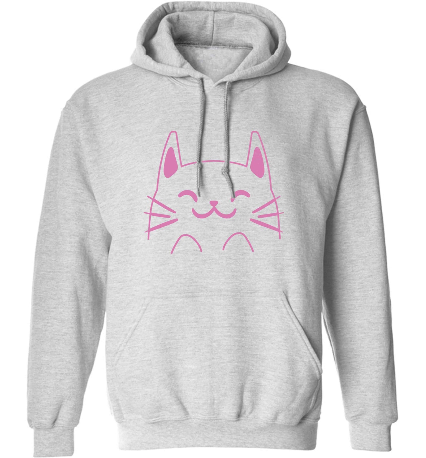 Cat illustration adults unisex grey hoodie 2XL