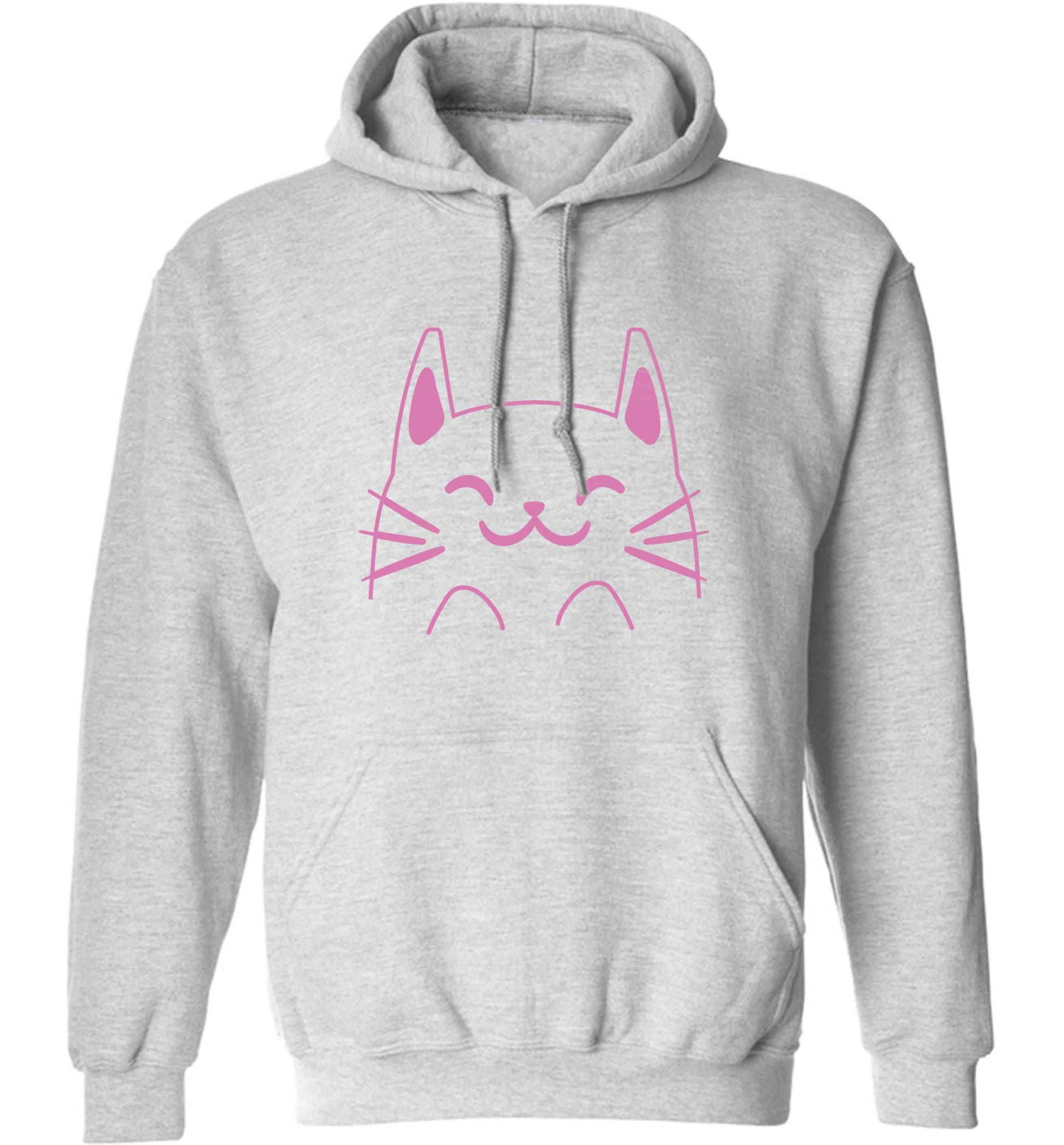 Cat illustration adults unisex grey hoodie 2XL