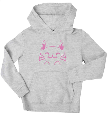 Cat illustration children's grey hoodie 12-13 Years