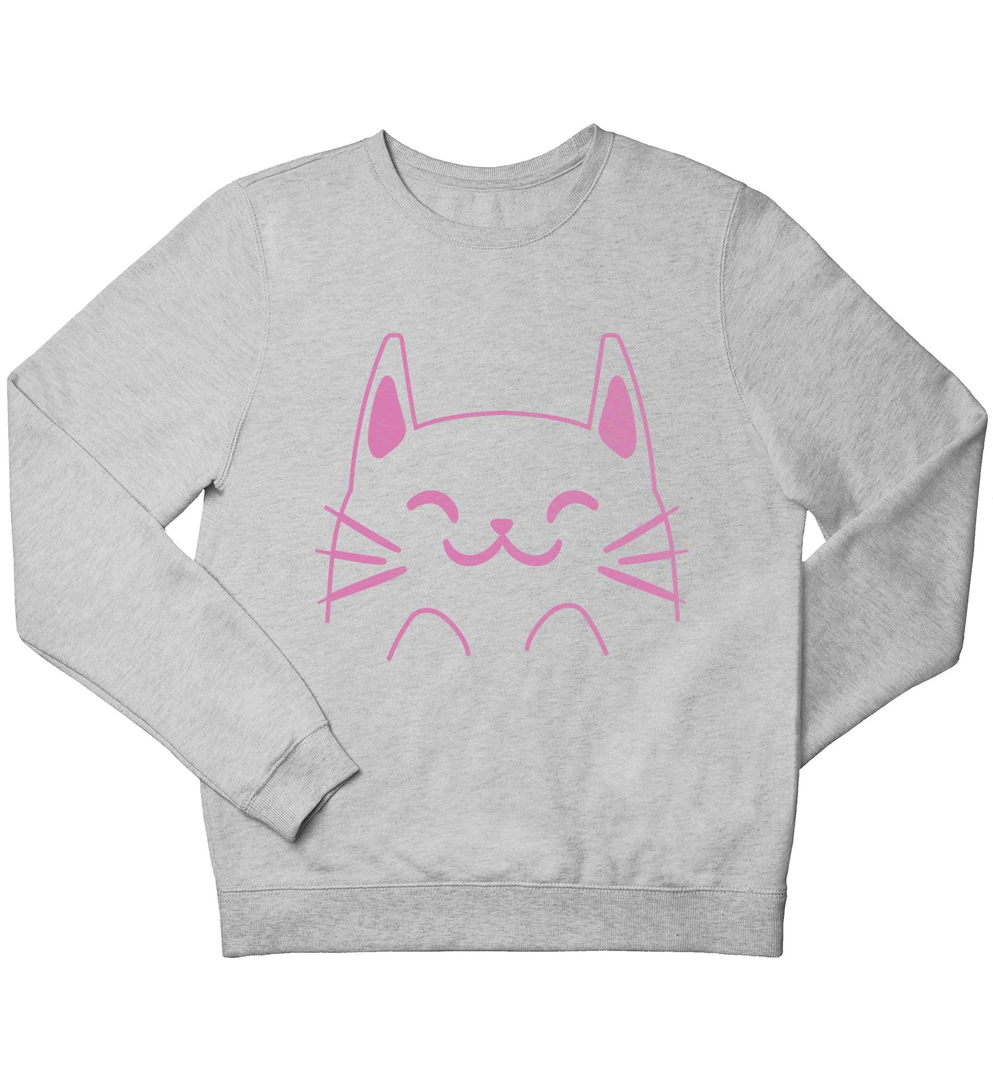 Cat illustration children's grey sweater 12-13 Years