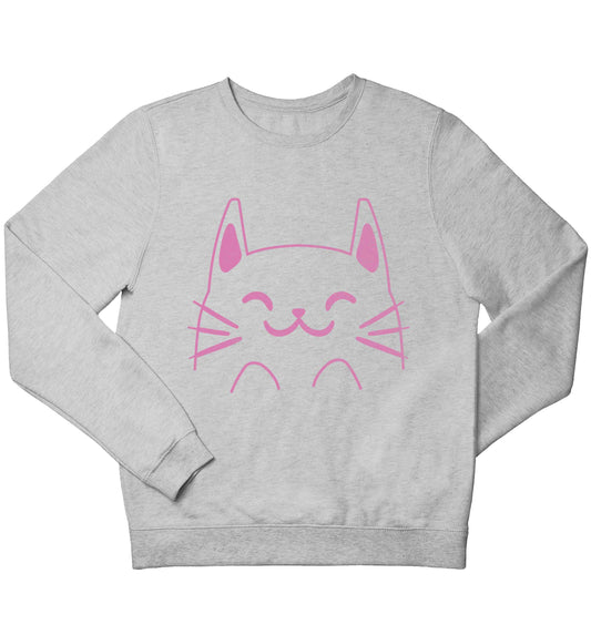 Cat illustration children's grey sweater 12-13 Years