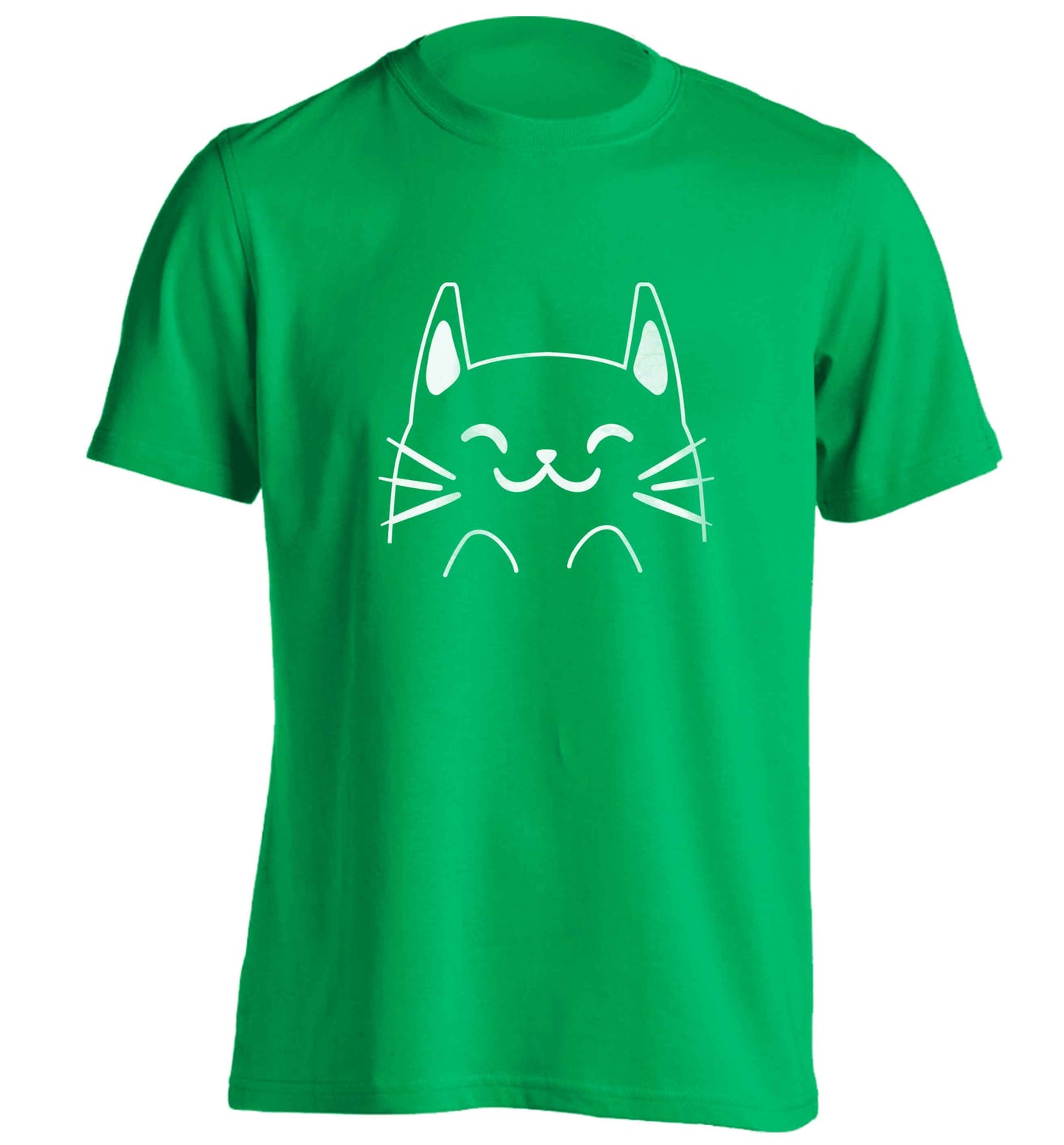 Cat illustration adults unisex green Tshirt 2XL