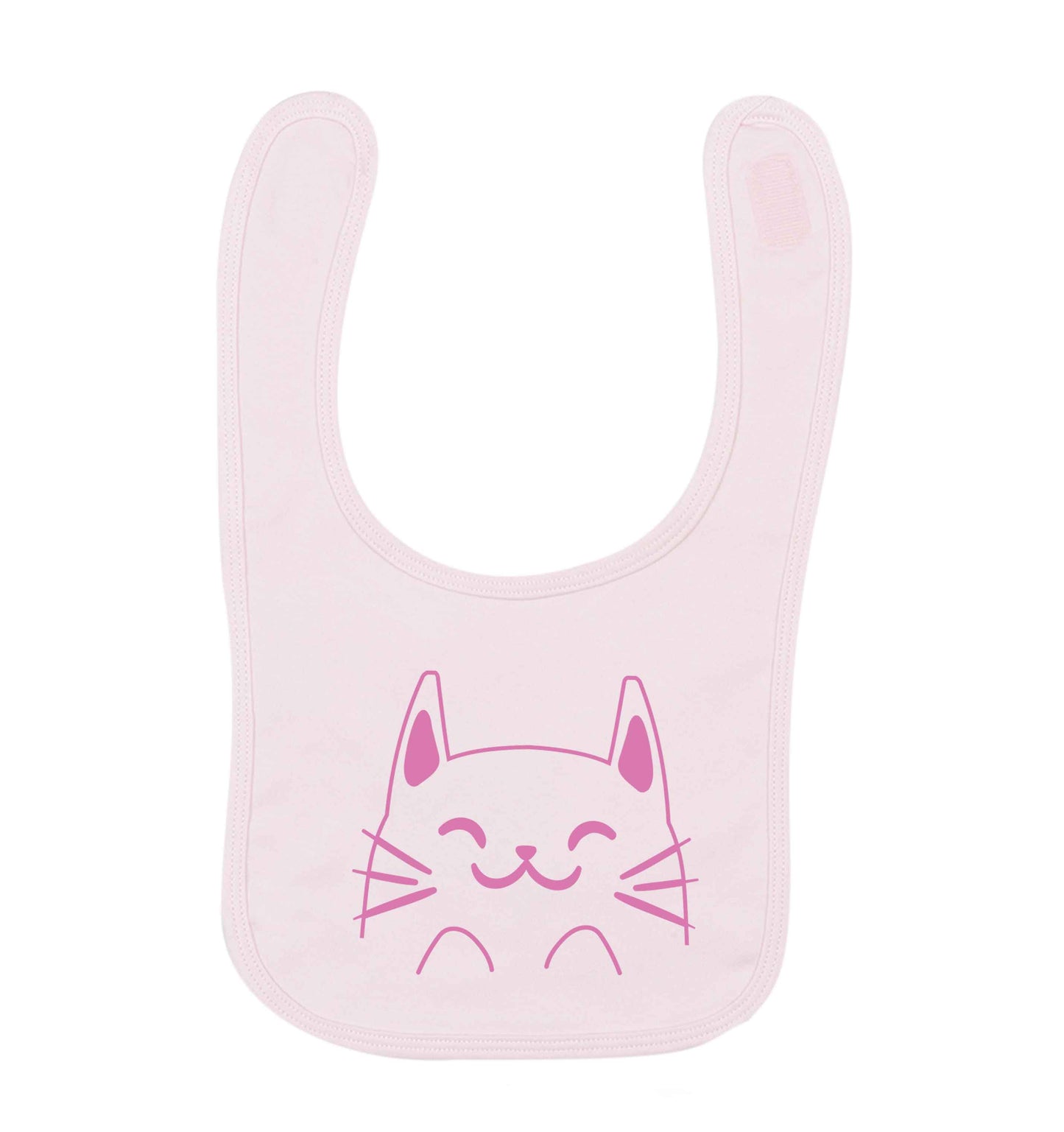 Cat illustration pale pink baby bib