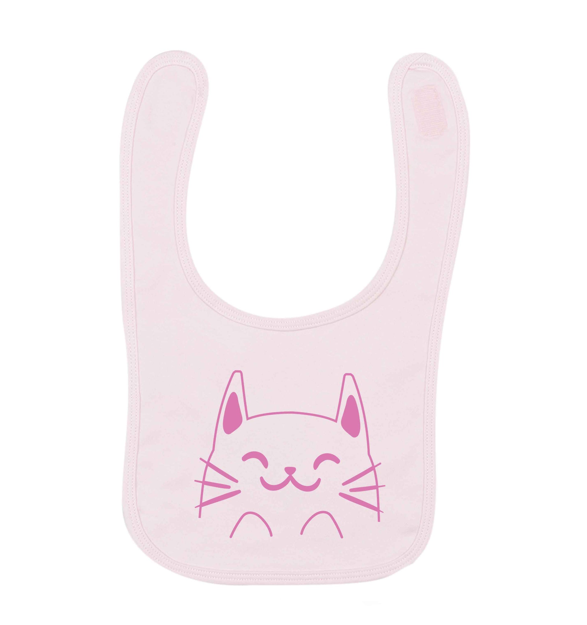Cat illustration pale pink baby bib