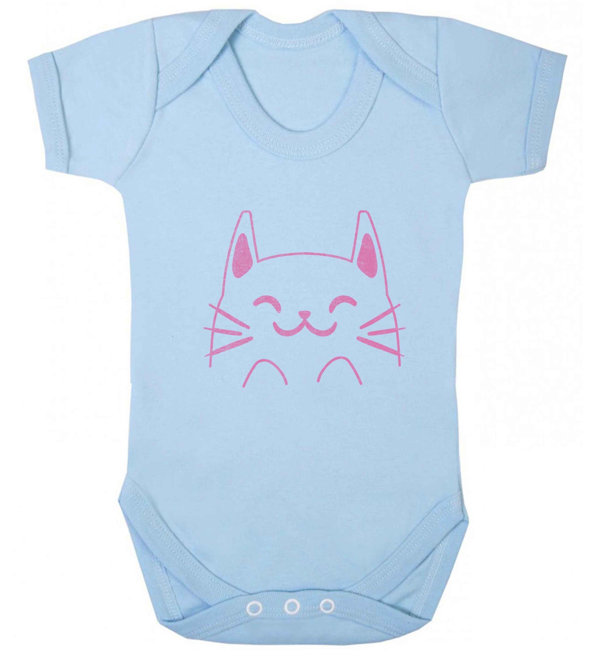 Cat illustration baby vest pale blue 18-24 months