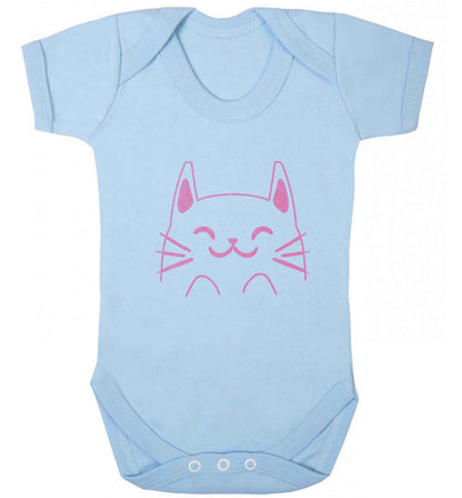 Cat illustration baby vest pale blue 18-24 months