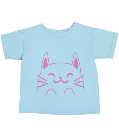 Cat illustration light blue baby toddler Tshirt 2 Years
