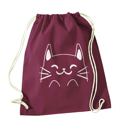 Cat illustration maroon drawstring bag