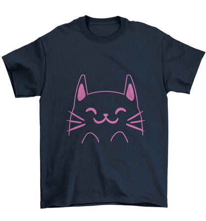 Cat illustration Children's navy Tshirt 12-13 Years
