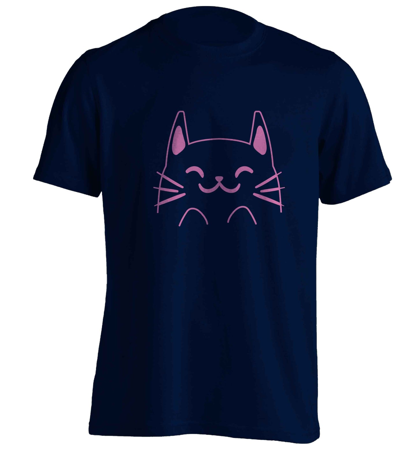 Cat illustration adults unisex navy Tshirt 2XL