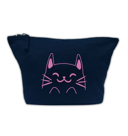 Cat illustration navy makeup bag