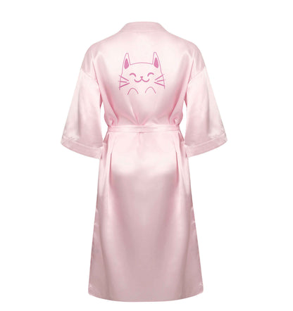 Cat illustration XL/XXL pink ladies dressing gown size 16/18