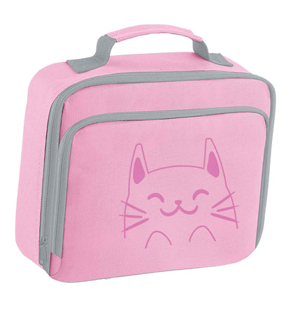 Cat illustration insulated pink lunch bag cooler