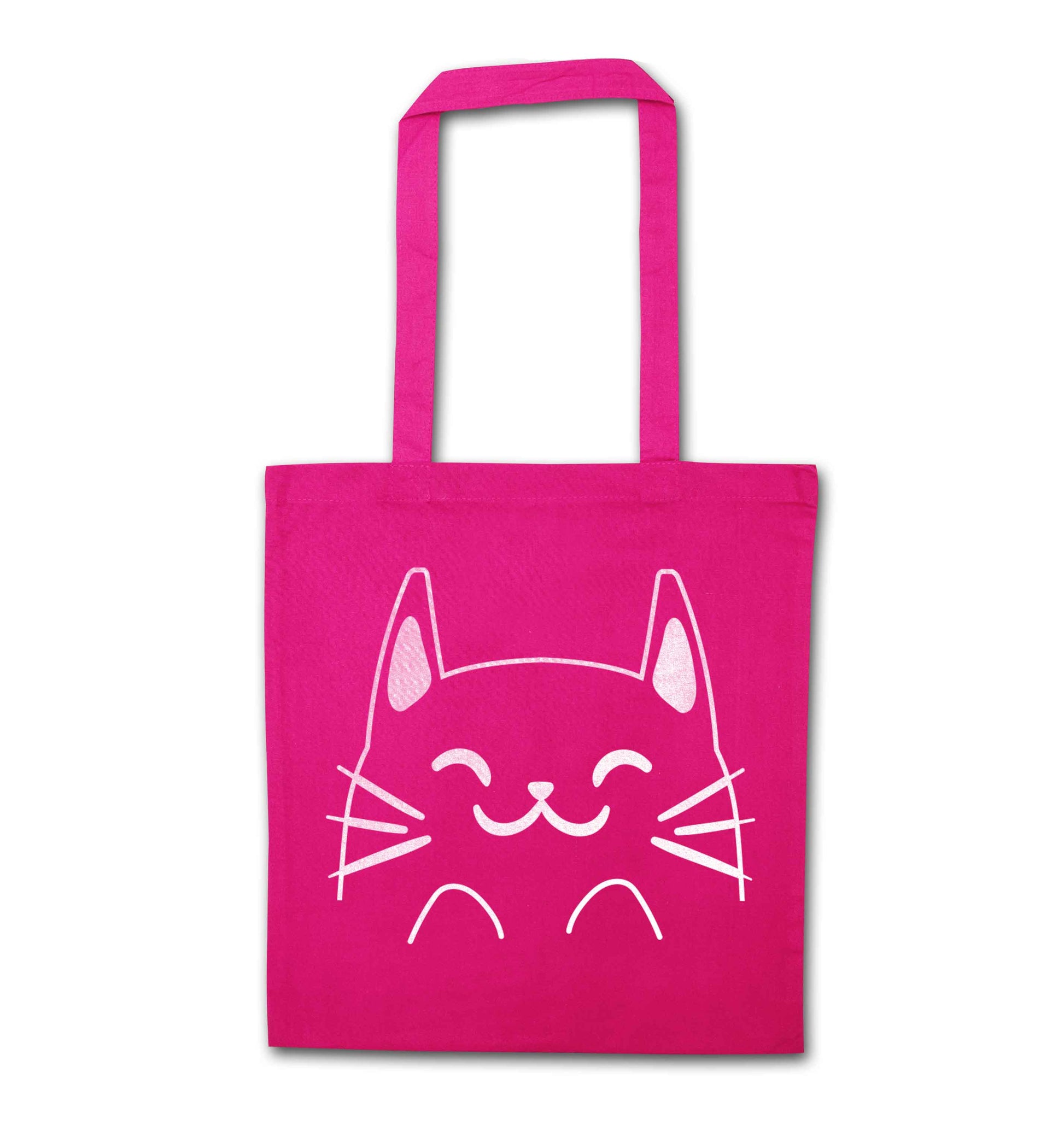 Cat illustration pink tote bag