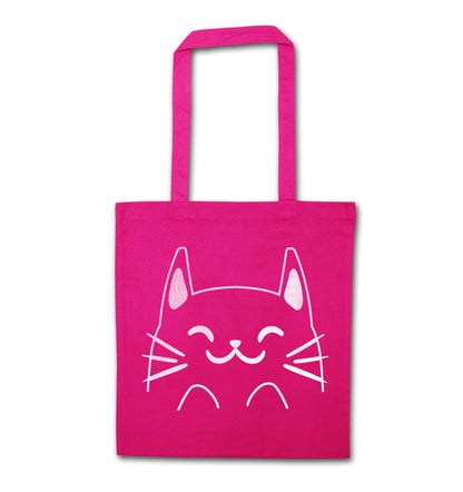 Cat illustration pink tote bag