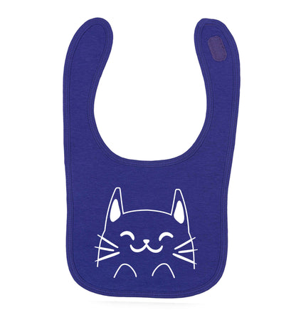 Cat illustration purple baby bib