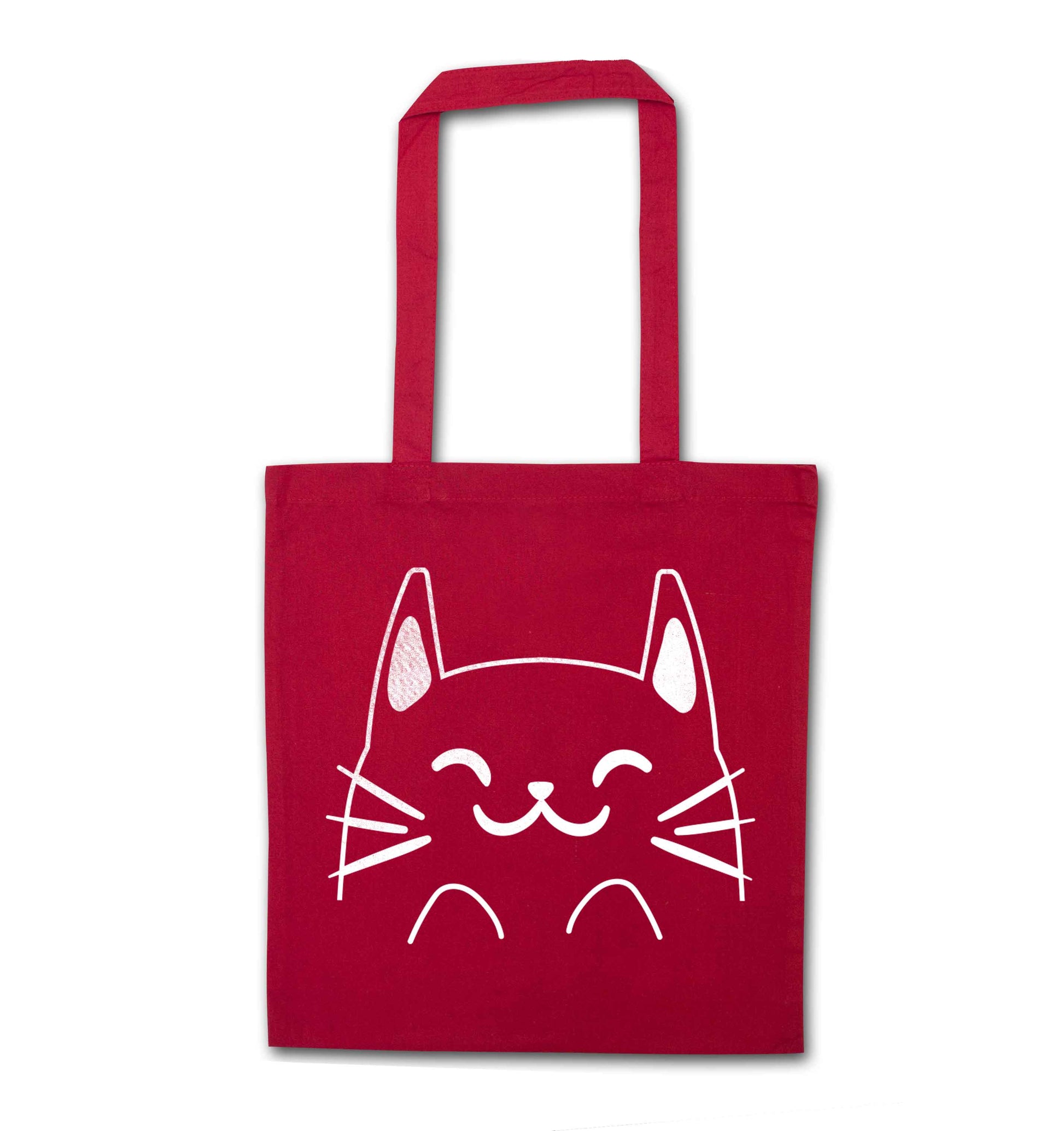 Cat illustration red tote bag