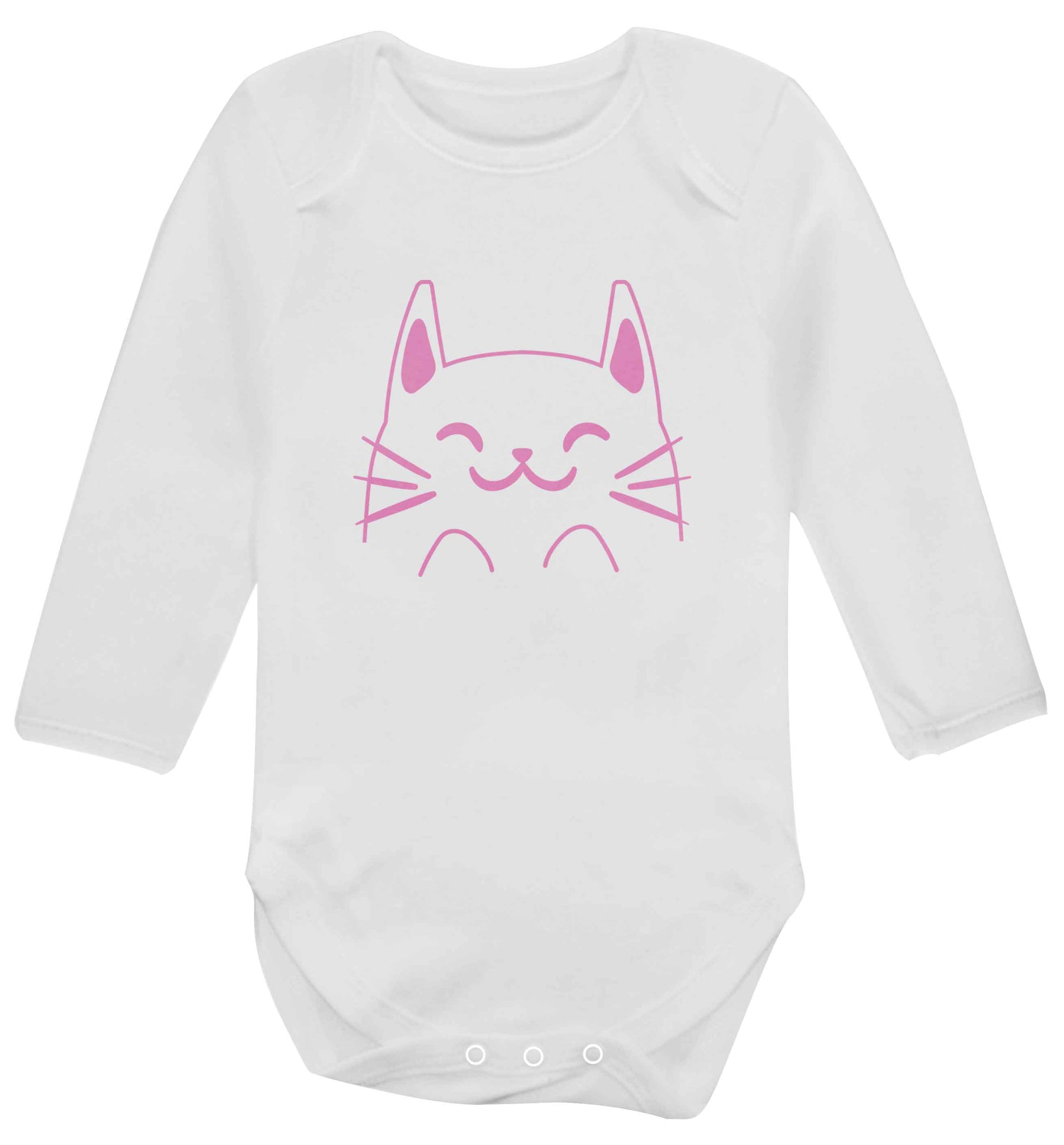 Cat illustration baby vest long sleeved white 6-12 months
