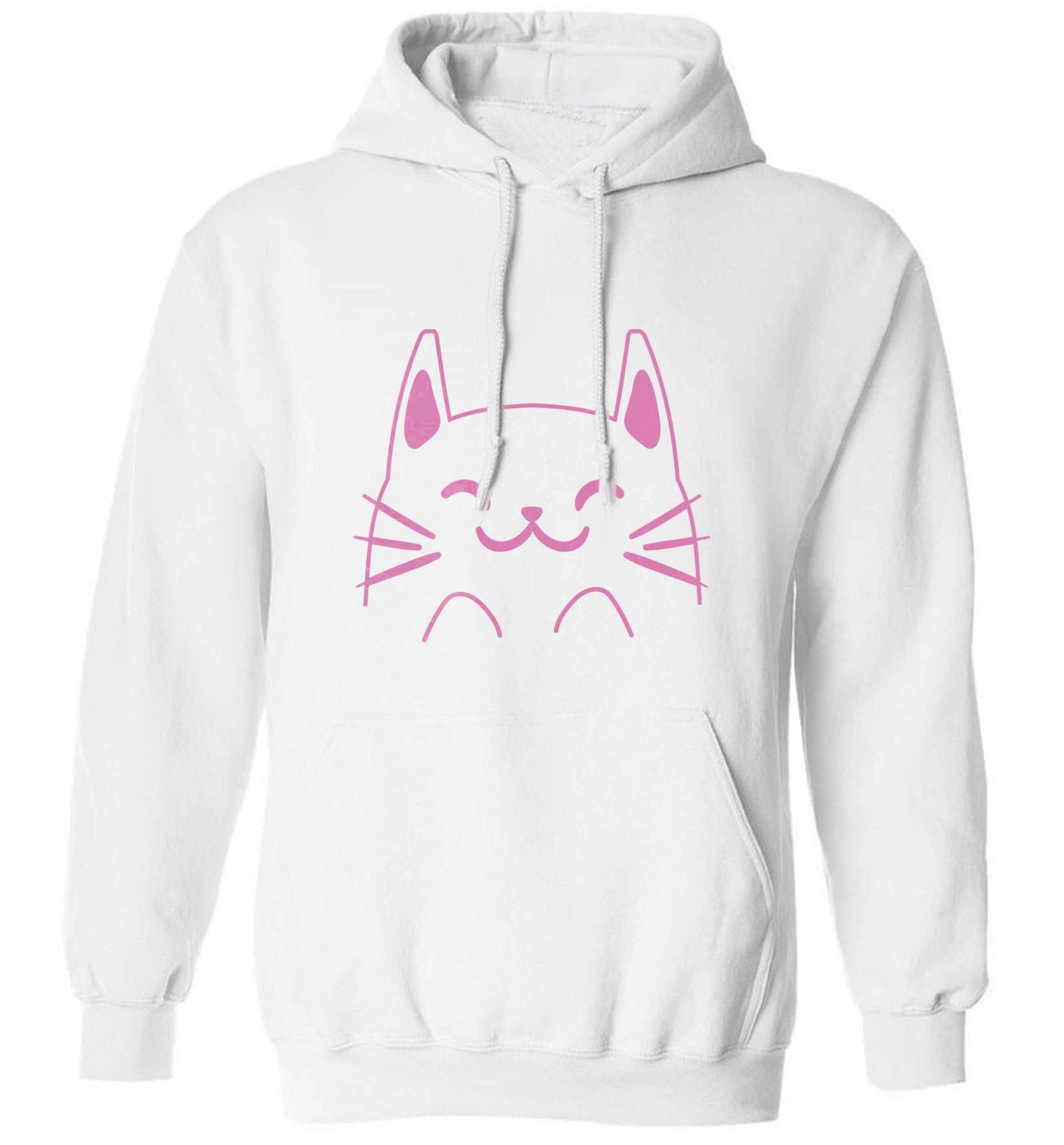 Cat illustration adults unisex white hoodie 2XL