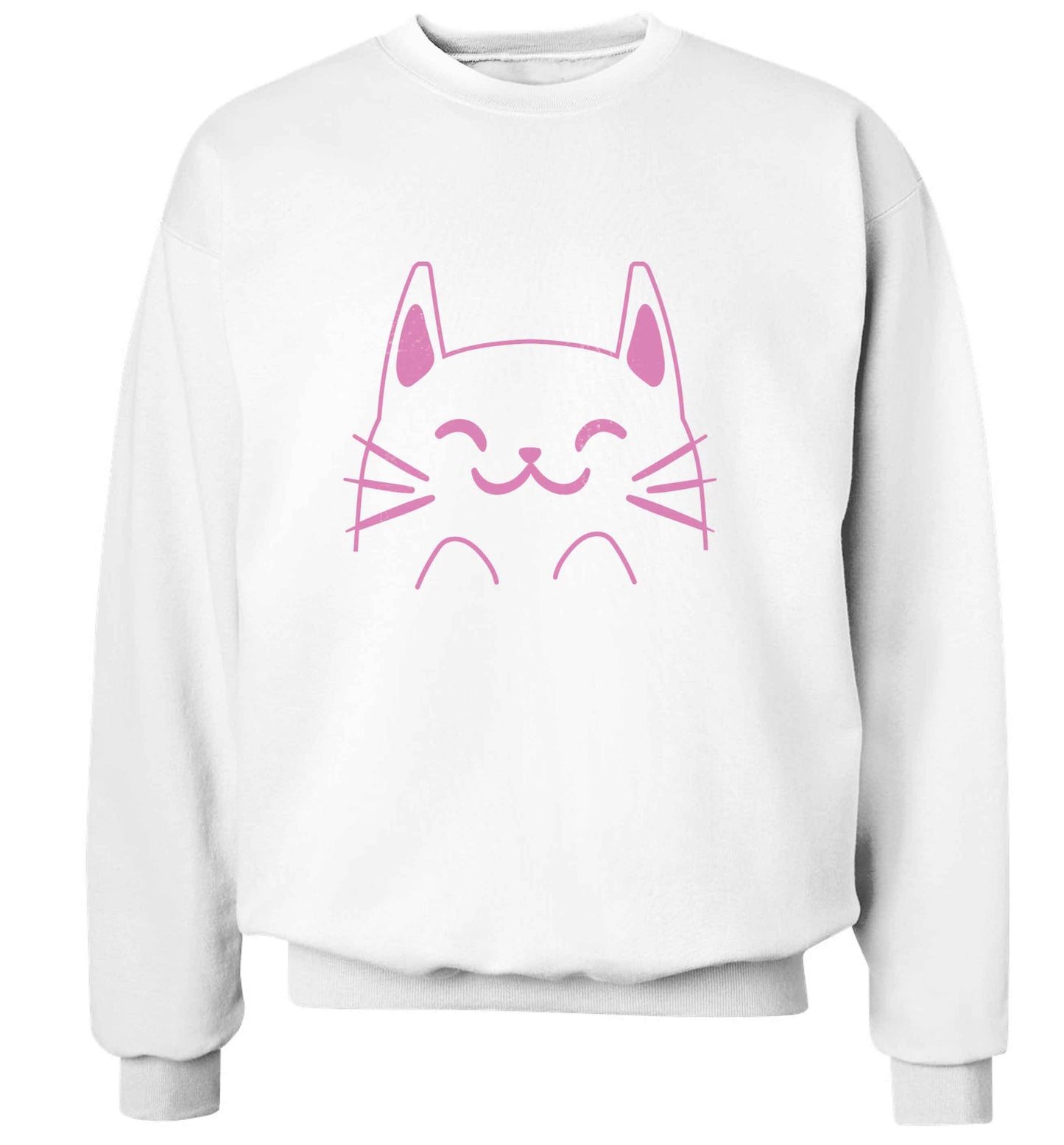 Cat illustration adult's unisex white sweater 2XL