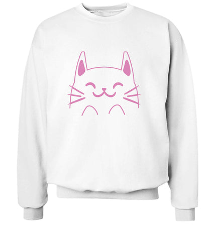 Cat illustration adult's unisex white sweater 2XL