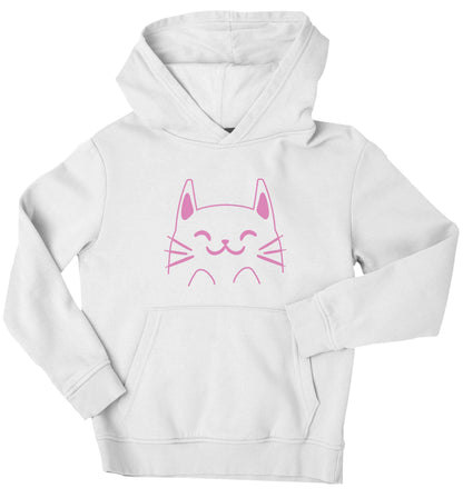 Cat illustration children's white hoodie 12-13 Years