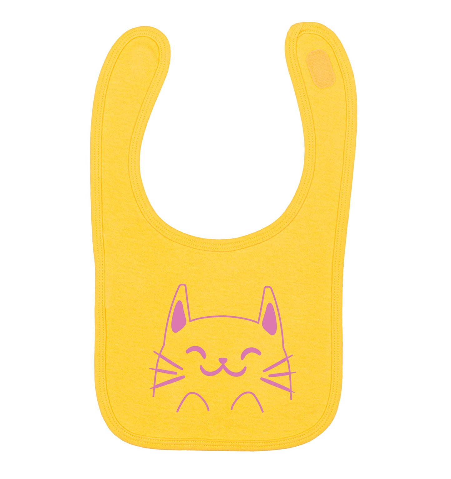 Cat illustration yellow baby bib