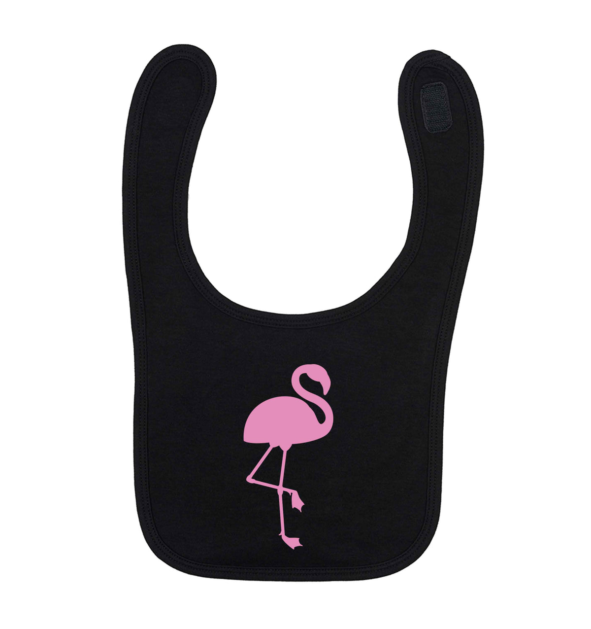 Pink flamingo black baby bib