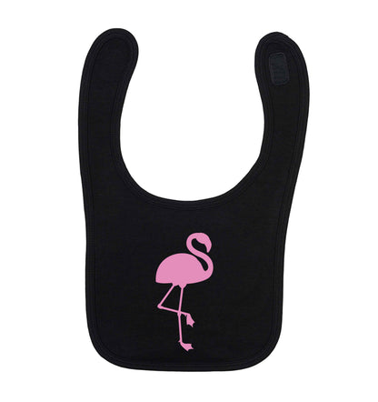 Pink flamingo black baby bib