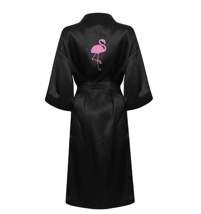 Pink flamingo XL/XXL black ladies dressing gown size 16/18