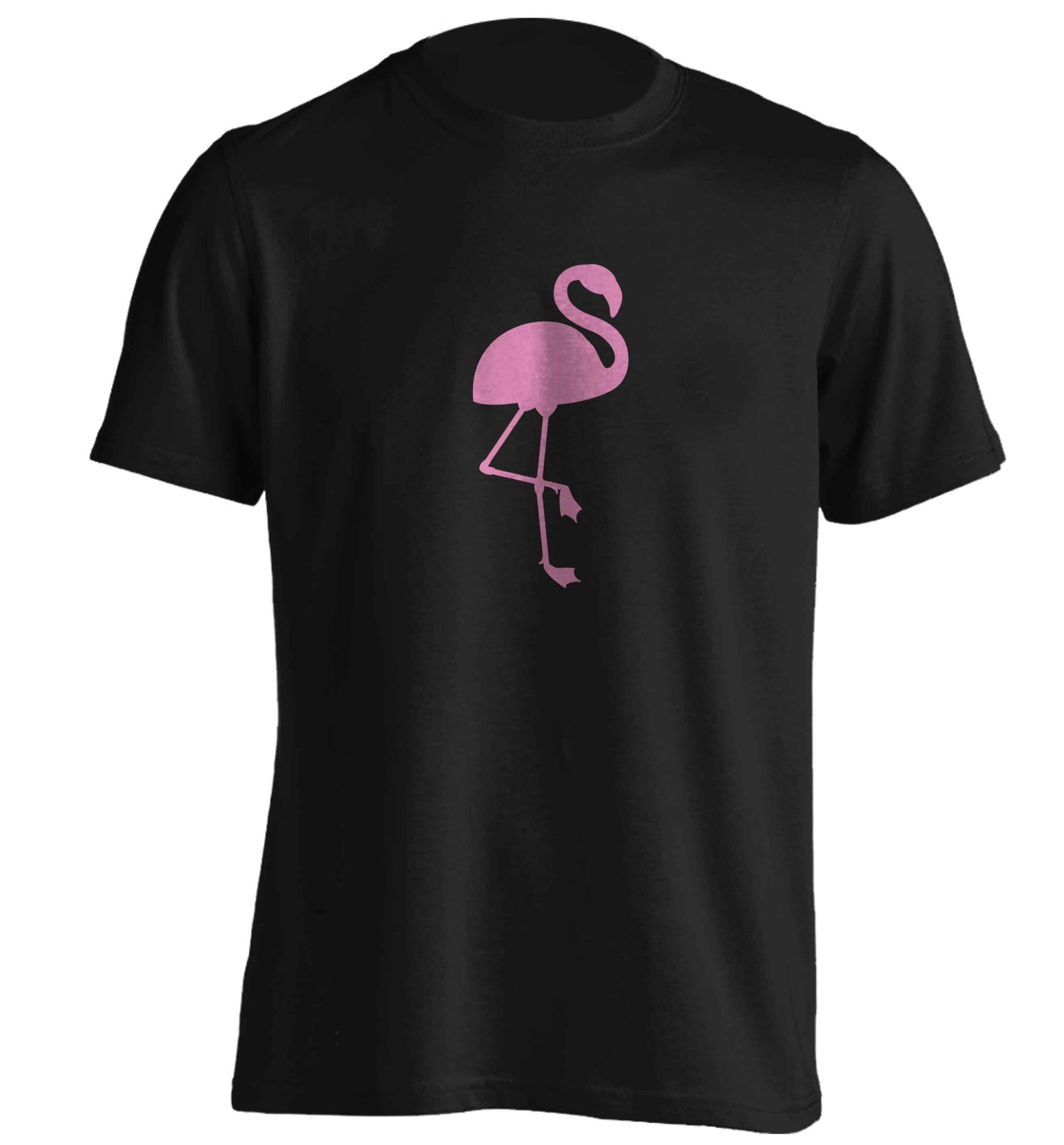 Pink flamingo adults unisex black Tshirt 2XL
