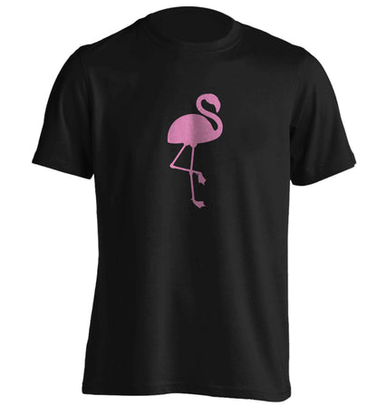 Pink flamingo adults unisex black Tshirt 2XL