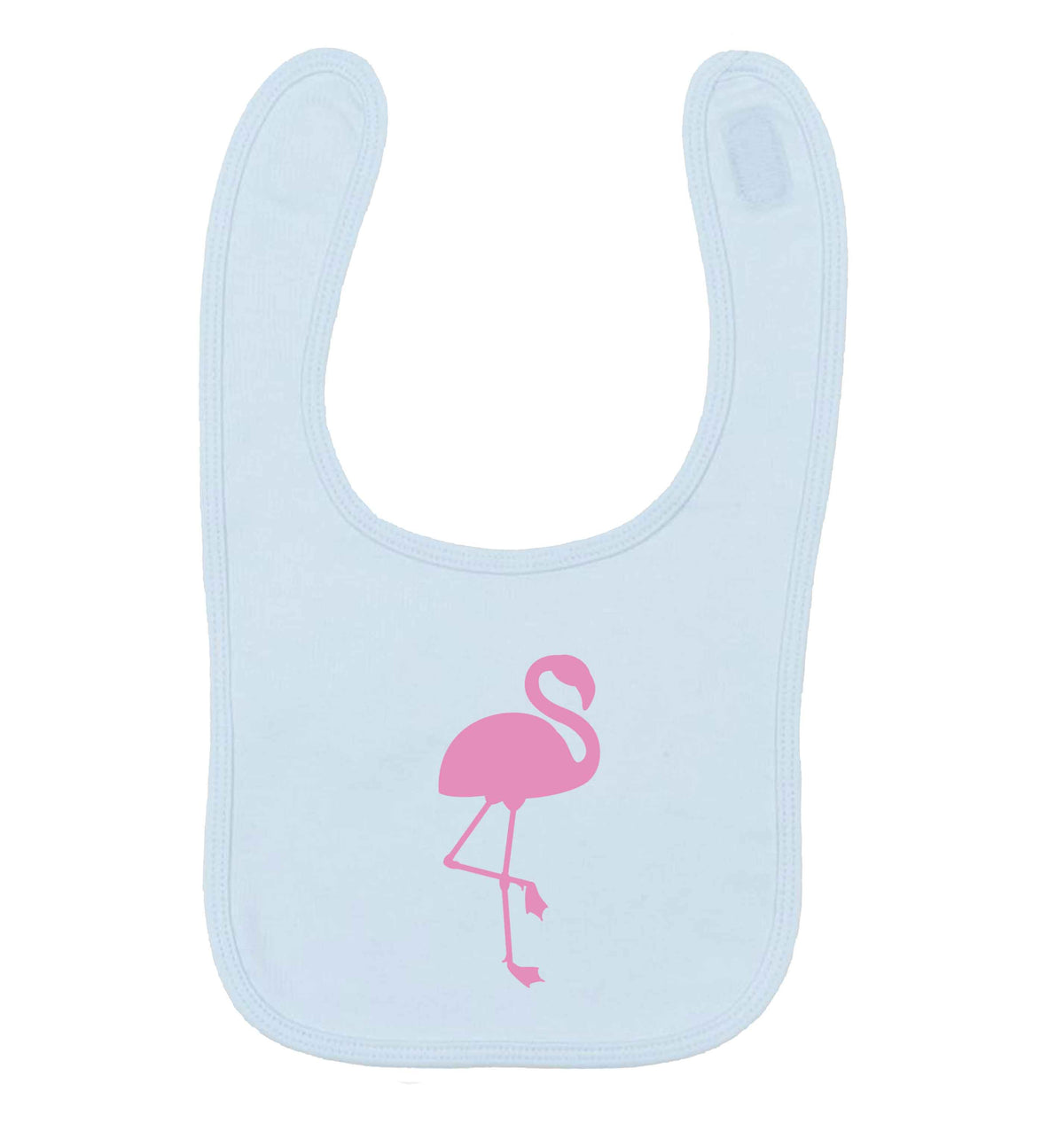 Pink flamingo pale blue baby bib