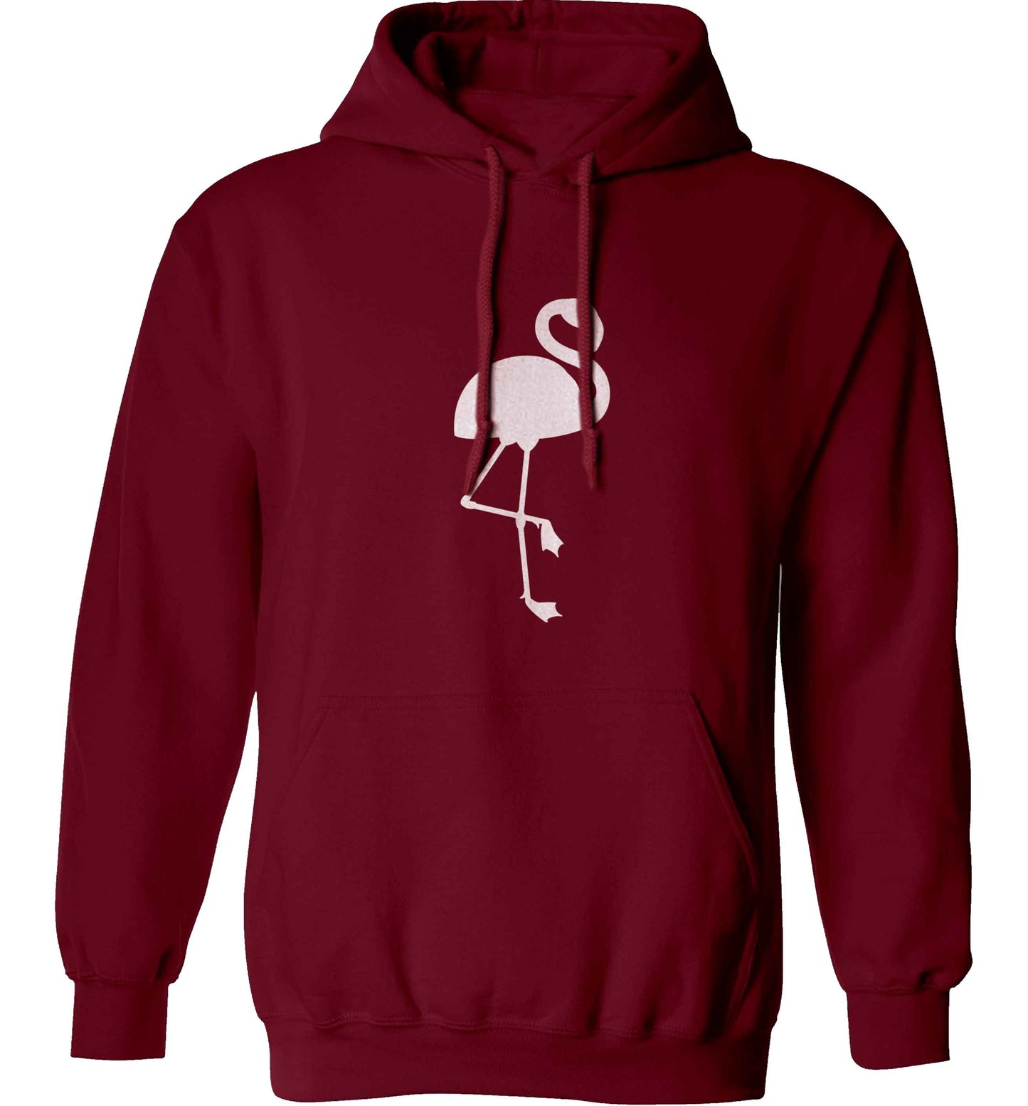 Pink flamingo adults unisex maroon hoodie 2XL