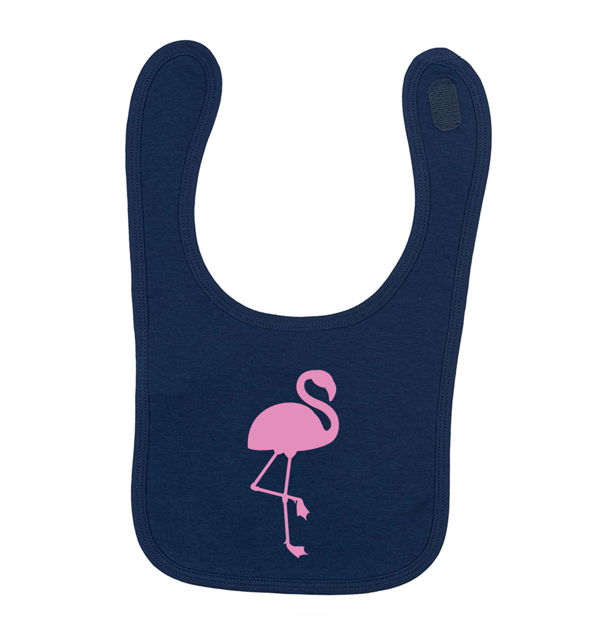 Pink flamingo navy baby bib