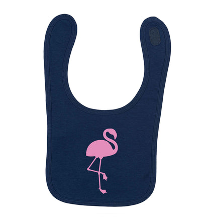 Pink flamingo navy baby bib